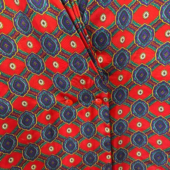 Vintage Lady Manhattan Red and Blue Patterned Blouse Siz S - Picture 8 of 10
